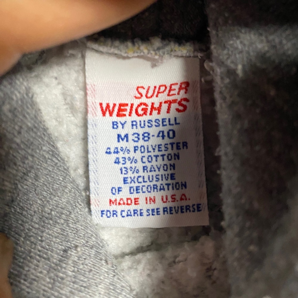 Vintage Russell Athletic Hoodie Mens Medium Gray ARMY US Flag Patch Made in‎ USA - Picture 3 of 5